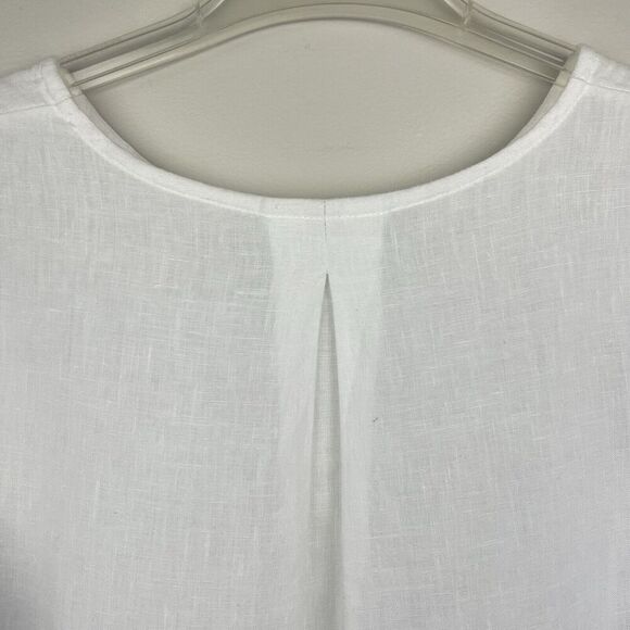 Brynn Walker Linen Top Womens XXS White Ruffle Sleeve Oversized Lagenlook Hi Low - Picture 8 of 10